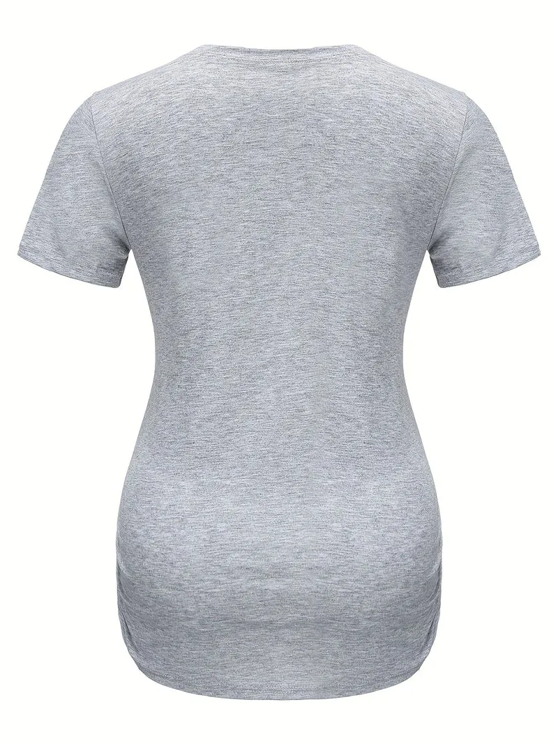 T-shirt premaman da donna alla moda e carina con stampa cappello di Natale, top da gravidanza casual traspirante per esterno