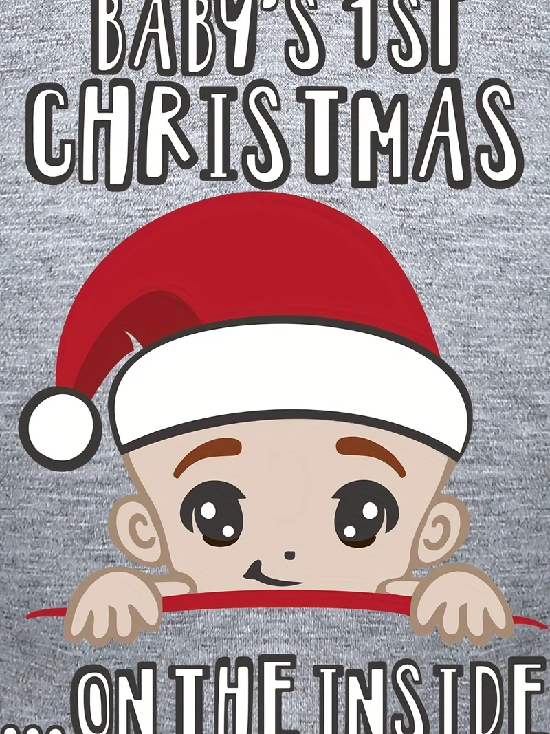 T-shirt premaman da donna alla moda e carina con stampa cappello di Natale, top da gravidanza casual traspirante per esterno