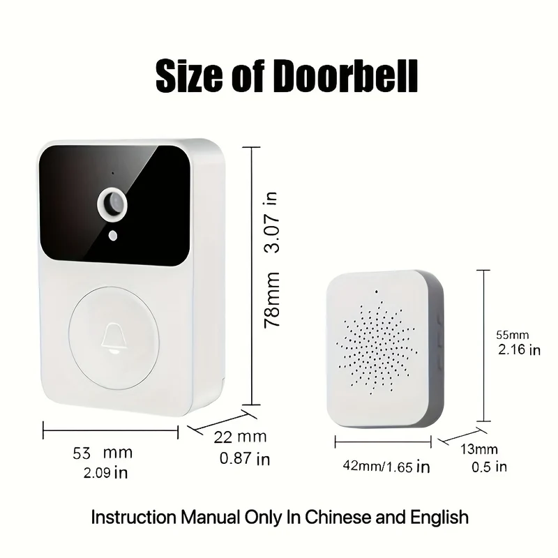 1pc (Batteria Integrata) Smart WIFI Campanello Wireless Con Campanello, Intercomunicatore Remoto Wireless Video Doorbell, Monitoraggio Cattura HD Visione Notturna, Chiamate Bidirezionali, Foto, Registrazione, Controllo APP, Funzione Di Cambio Voce