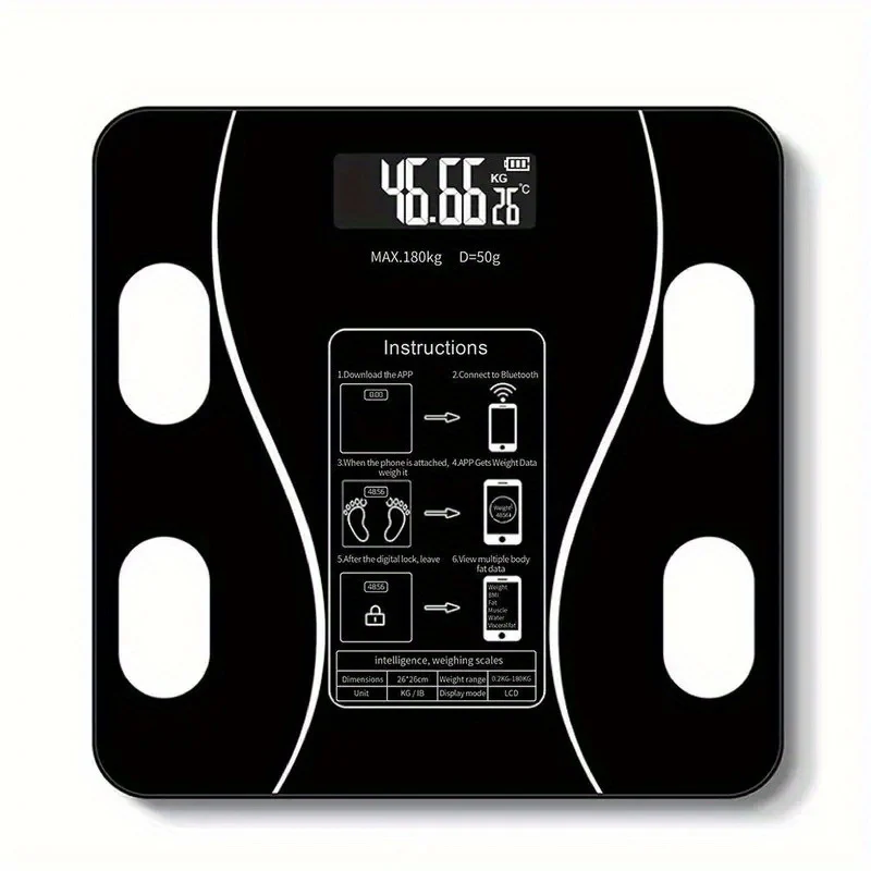 Smart Digital LED Scale Con App Per Telefono - Traccia Con Precisione Il Peso E Il Grasso Corporeo Senza Batterie