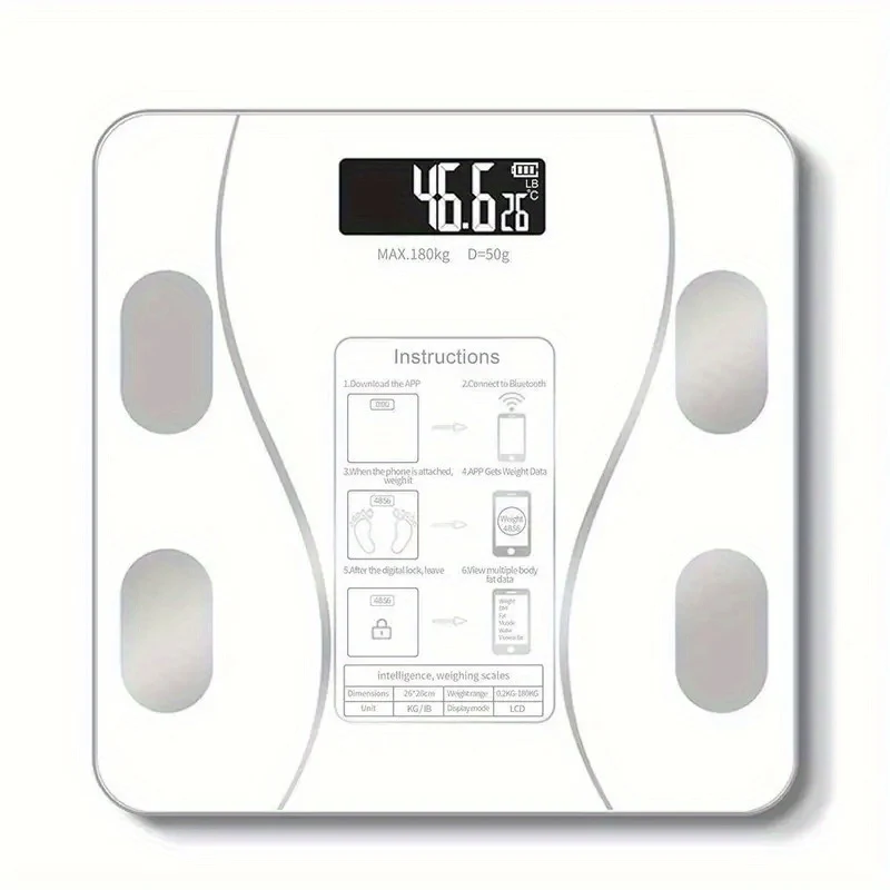 Smart Digital LED Scale Con App Per Telefono - Traccia Con Precisione Il Peso E Il Grasso Corporeo Senza Batterie