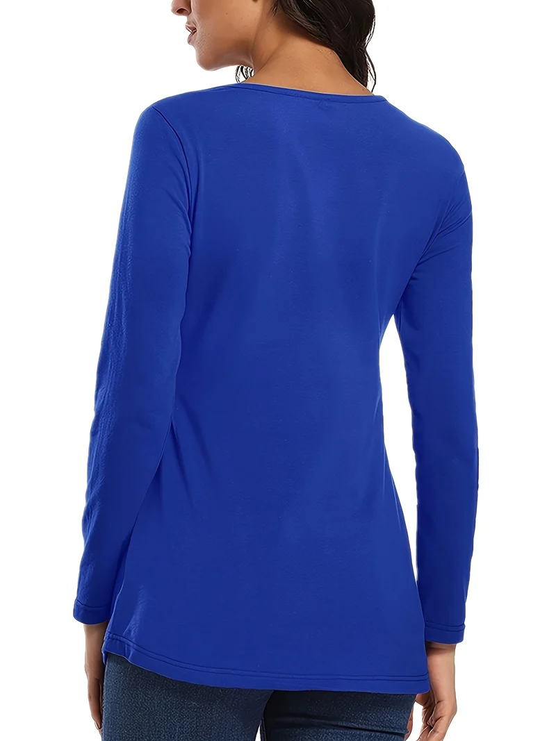 Maglietta Per L'allattamento Alla Moda Con Volant Per La Maternità Delle Donne, Top A Maniche Lunghe E Collo A Giro Attivo, Elastico E Traspirante Per La Gravidanza, Adatto Per Attività All'aperto