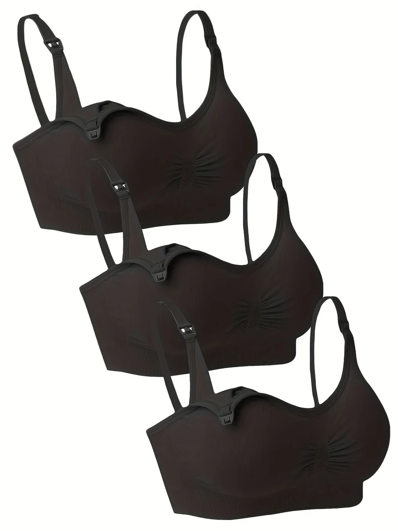 Feeding Bra, Senza Anello In Acciaio, Fibbia Di Rilascio Con Una Mano, Reggiseno Per L'Allattamento Con Fibbia Aperta, Set Di 3 Reggiseni Per La Maternità