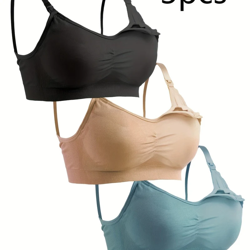 Feeding Bra, Senza Anello In Acciaio, Fibbia Di Rilascio Con Una Mano, Reggiseno Per L'Allattamento Con Fibbia Aperta, Set Di 3 Reggiseni Per La Maternità