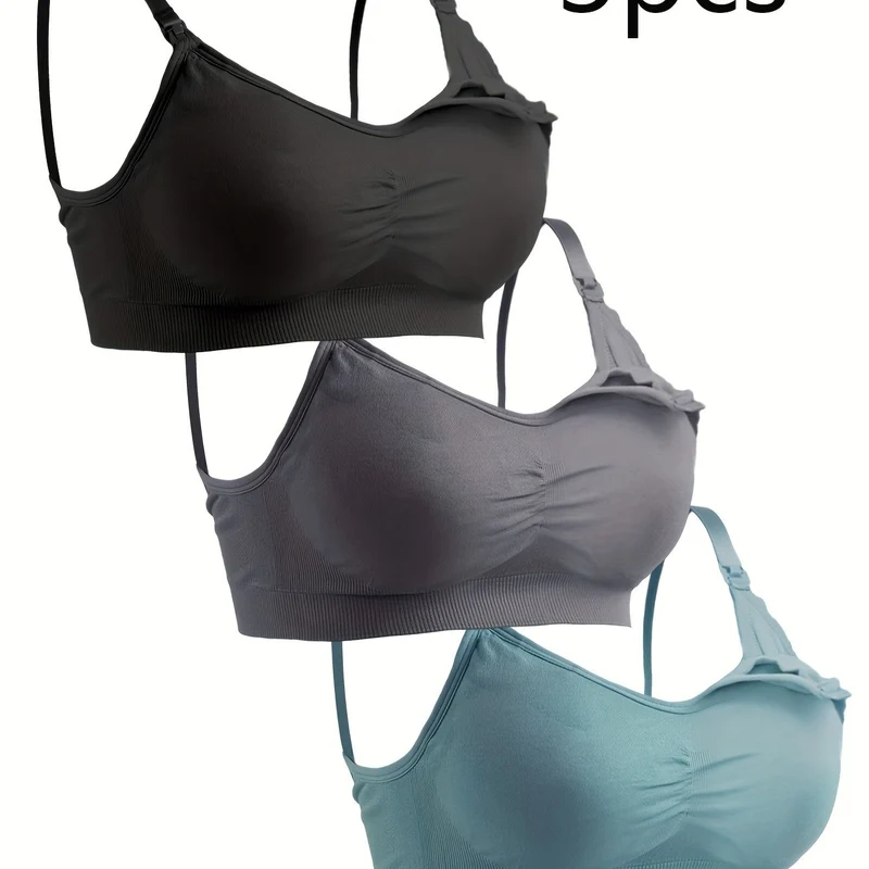 Feeding Bra, Senza Anello In Acciaio, Fibbia Di Rilascio Con Una Mano, Reggiseno Per L'Allattamento Con Fibbia Aperta, Set Di 3 Reggiseni Per La Maternità