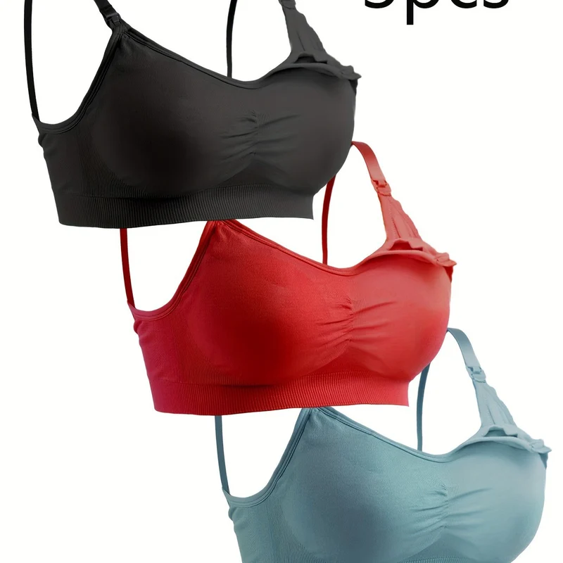 Feeding Bra, Senza Anello In Acciaio, Fibbia Di Rilascio Con Una Mano, Reggiseno Per L'Allattamento Con Fibbia Aperta, Set Di 3 Reggiseni Per La Maternità