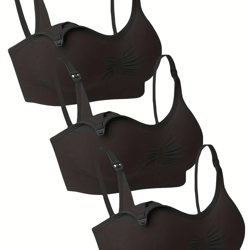 Feeding Bra, Senza Anello In Acciaio, Fibbia Di Rilascio Con Una Mano, Reggiseno Per L'Allattamento Con Fibbia Aperta, Set Di 3 Reggiseni Per La Maternità