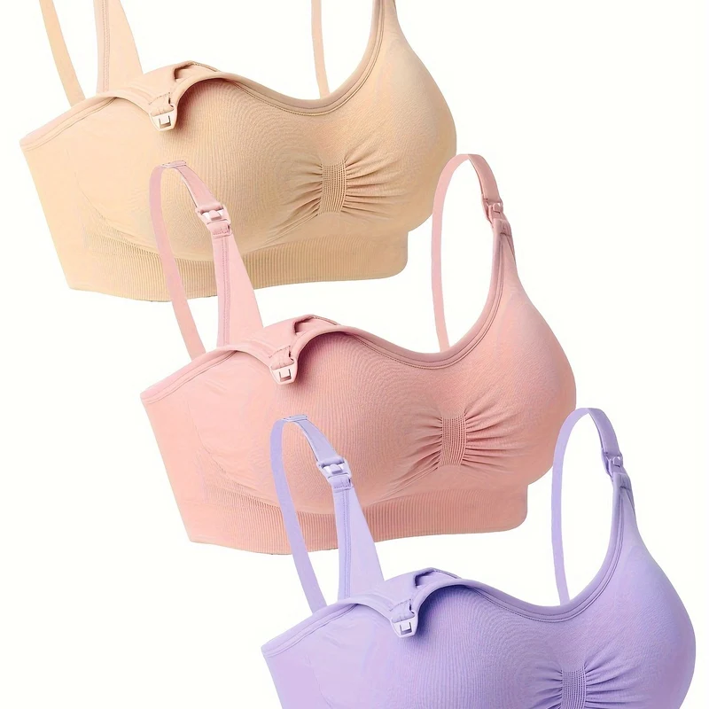 Feeding Bra, Senza Anello In Acciaio, Fibbia Di Rilascio Con Una Mano, Reggiseno Per L'Allattamento Con Fibbia Aperta, Set Di 3 Reggiseni Per La Maternità