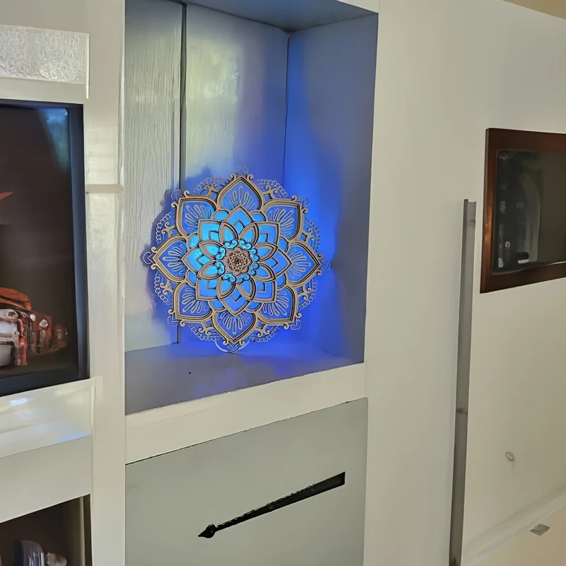 1pc Mandala Yoga Room Night Light LED Multistrato Di Legno Creativo A Forma Di Loto Luce D'atmosfera Soggiorno Camera Da Letto Bagno Cucina Decorazione Della Parete