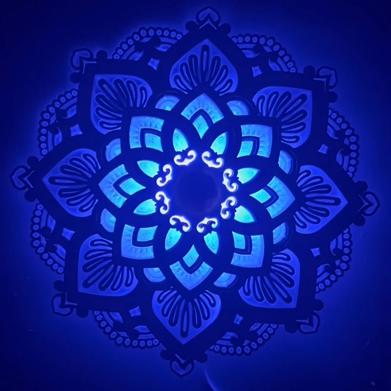 1pc Mandala Yoga Room Night Light LED Multistrato Di Legno Creativo A Forma Di Loto Luce D'atmosfera Soggiorno Camera Da Letto Bagno Cucina Decorazione Della Parete