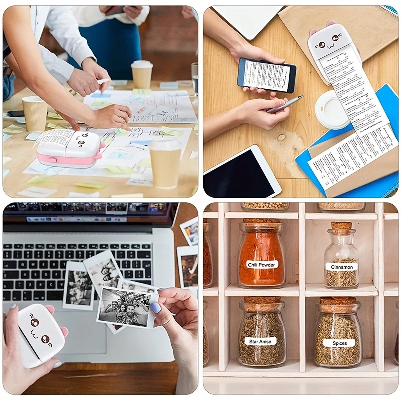 Mini Stampante, Stampante Termica Tascabile, Stampante Per Adesivi Portatile Senza Inchiostro, Compatibile Con IOS E Android, Stampante Fotografica Wireless Per La Stampa Di Etichette, Diari, Appunti Di Studio, Promemoria, Foto