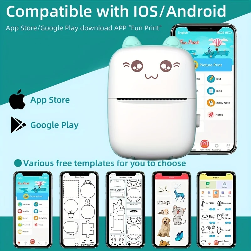Mini Stampante, Stampante Termica Tascabile, Stampante Per Adesivi Portatile Senza Inchiostro, Compatibile Con IOS E Android, Stampante Fotografica Wireless Per La Stampa Di Etichette, Diari, Appunti Di Studio, Promemoria, Foto
