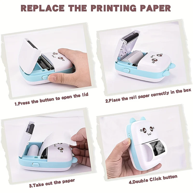Mini Stampante, Stampante Termica Tascabile, Stampante Per Adesivi Portatile Senza Inchiostro, Compatibile Con IOS E Android, Stampante Fotografica Wireless Per La Stampa Di Etichette, Diari, Appunti Di Studio, Promemoria, Foto