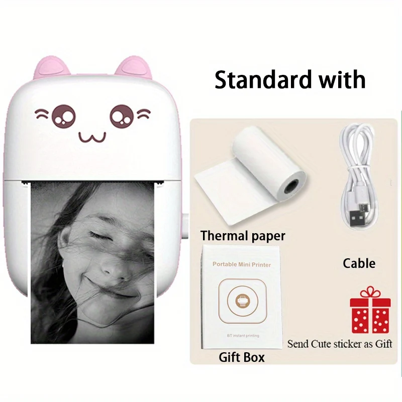 Mini Stampante, Stampante Termica Tascabile, Stampante Per Adesivi Portatile Senza Inchiostro, Compatibile Con IOS E Android, Stampante Fotografica Wireless Per La Stampa Di Etichette, Diari, Appunti Di Studio, Promemoria, Foto