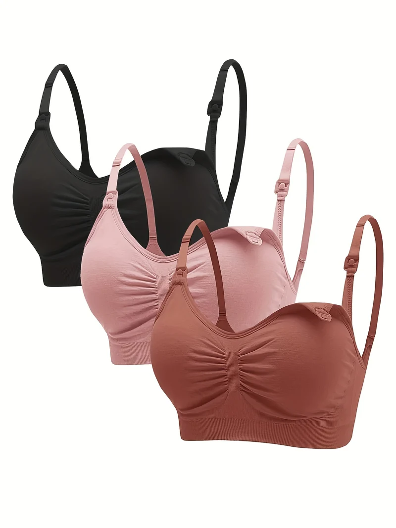 3 Set Di Reggiseni Premaman Con Clip, Comodo Reggiseno Per Allattamento Senza Fili A Copertura Totale, Biancheria Intima E Lingerie Da Donna
