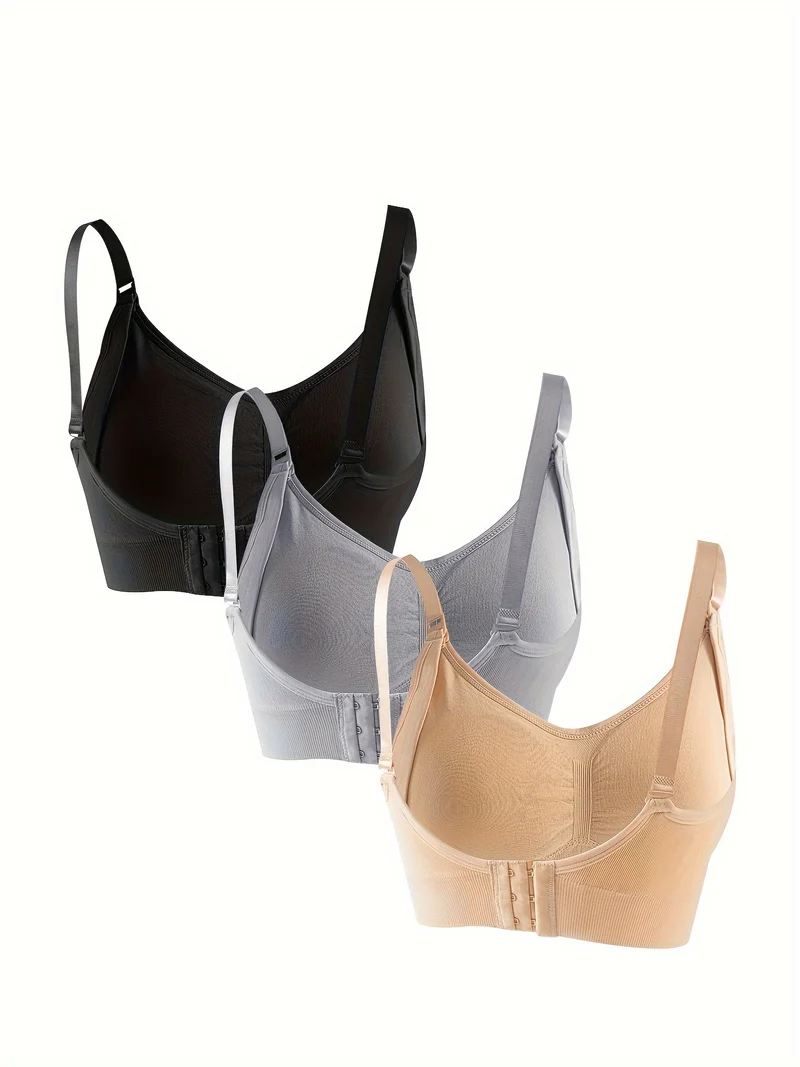 3 Set Di Reggiseni Premaman Con Clip, Comodo Reggiseno Per Allattamento Senza Fili A Copertura Totale, Biancheria Intima E Lingerie Da Donna