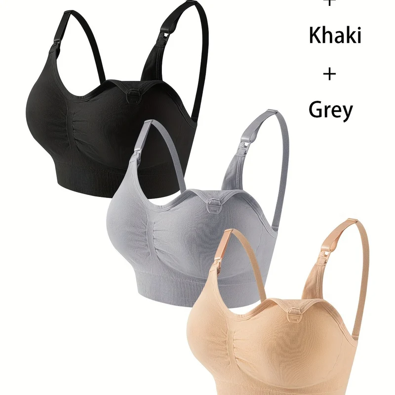 3 Set Di Reggiseni Premaman Con Clip, Comodo Reggiseno Per Allattamento Senza Fili A Copertura Totale, Biancheria Intima E Lingerie Da Donna