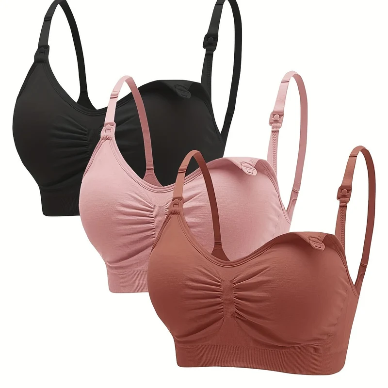 3 Set Di Reggiseni Premaman Con Clip, Comodo Reggiseno Per Allattamento Senza Fili A Copertura Totale, Biancheria Intima E Lingerie Da Donna