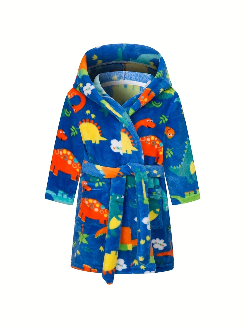 Kids Flanella Accappatoi Ragazzi Cappuccio Robes Morbido Astronauta Pianeta Stampa Abbigliamento Da Notte Bambini Abbigliamento