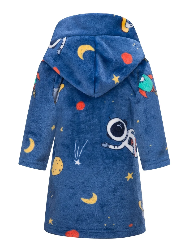 Kids Flanella Accappatoi Ragazzi Cappuccio Robes Morbido Astronauta Pianeta Stampa Abbigliamento Da Notte Bambini Abbigliamento