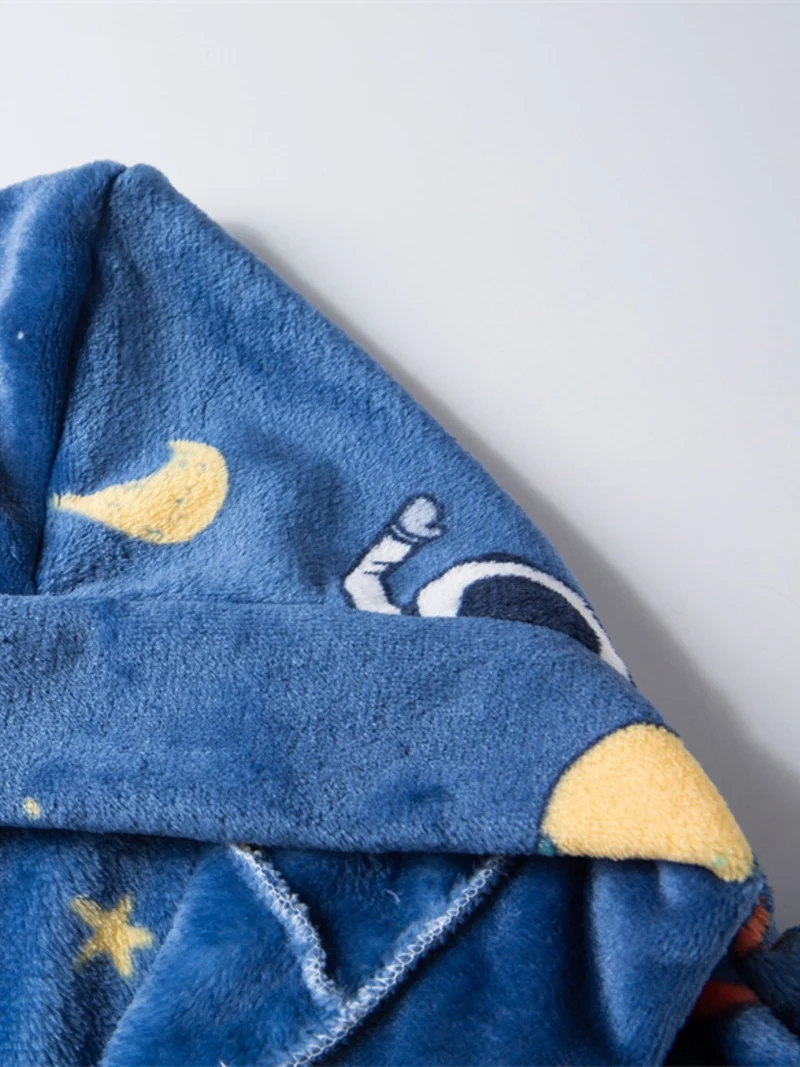 Kids Flanella Accappatoi Ragazzi Cappuccio Robes Morbido Astronauta Pianeta Stampa Abbigliamento Da Notte Bambini Abbigliamento