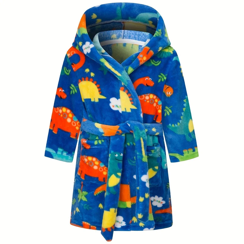 Kids Flanella Accappatoi Ragazzi Cappuccio Robes Morbido Astronauta Pianeta Stampa Abbigliamento Da Notte Bambini Abbigliamento
