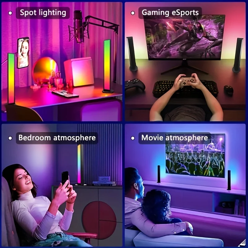 Due Smart LED Light Bars, 1 Set, Luce Notturna RGB Con Controllo Remoto E Controllo APP, Sincronizzazione Musicale Retroilluminazione Per Giochi TV Decorazione Della Camera Da Letto, Lampada Da Tavolo