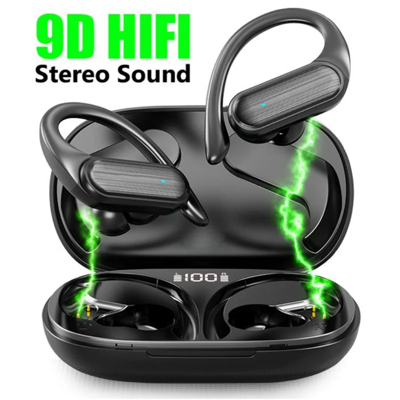 Wireless Earbuds, Cuffie Sportive Con Custodia Di Ricarica A Display Digitale LED, Auricolari Stereo Con Microfono Per Telefono Computer Laptop Sport