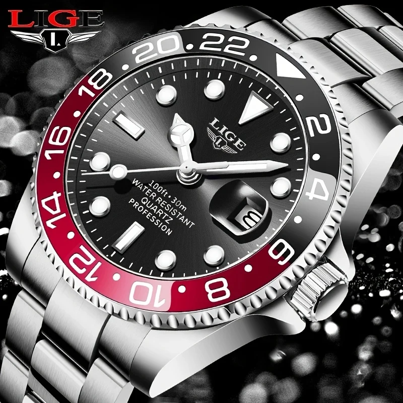 LIGE Luminoso Orologio Impermeabile Da Uomo