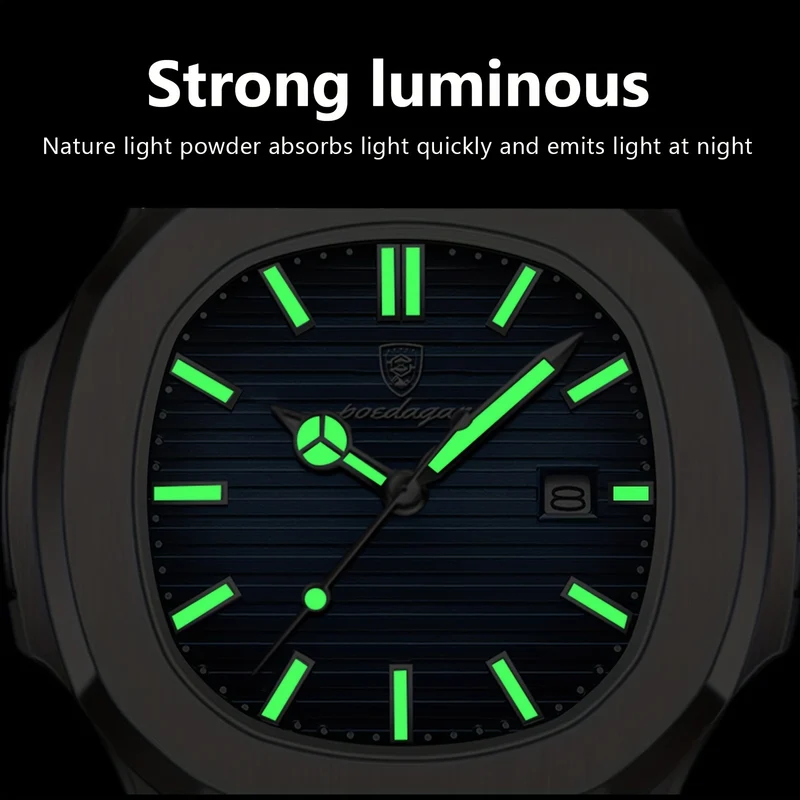 POEDAGAR Orologio Al Quarzo Impermeabile Con Calendario Luminoso Orologio In Acciaio Inossidabile Alla Moda