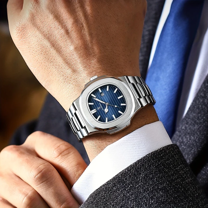 POEDAGAR Orologio Al Quarzo Impermeabile Con Calendario Luminoso Orologio In Acciaio Inossidabile Alla Moda