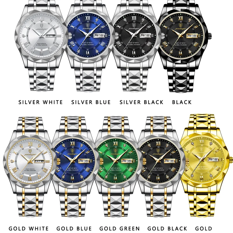 POEDAGAR Orologio Da Uomo Di Lusso Delle Migliori Marche Orologio Da Uomo Impermeabile Luminoso Con Data Diurna Orologio Da Uomo Al Quarzo In Acciaio Inossidabile