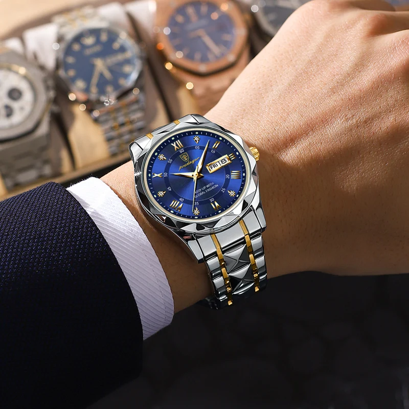 POEDAGAR Orologio Da Uomo Di Lusso Delle Migliori Marche Orologio Da Uomo Impermeabile Luminoso Con Data Diurna Orologio Da Uomo Al Quarzo In Acciaio Inossidabile