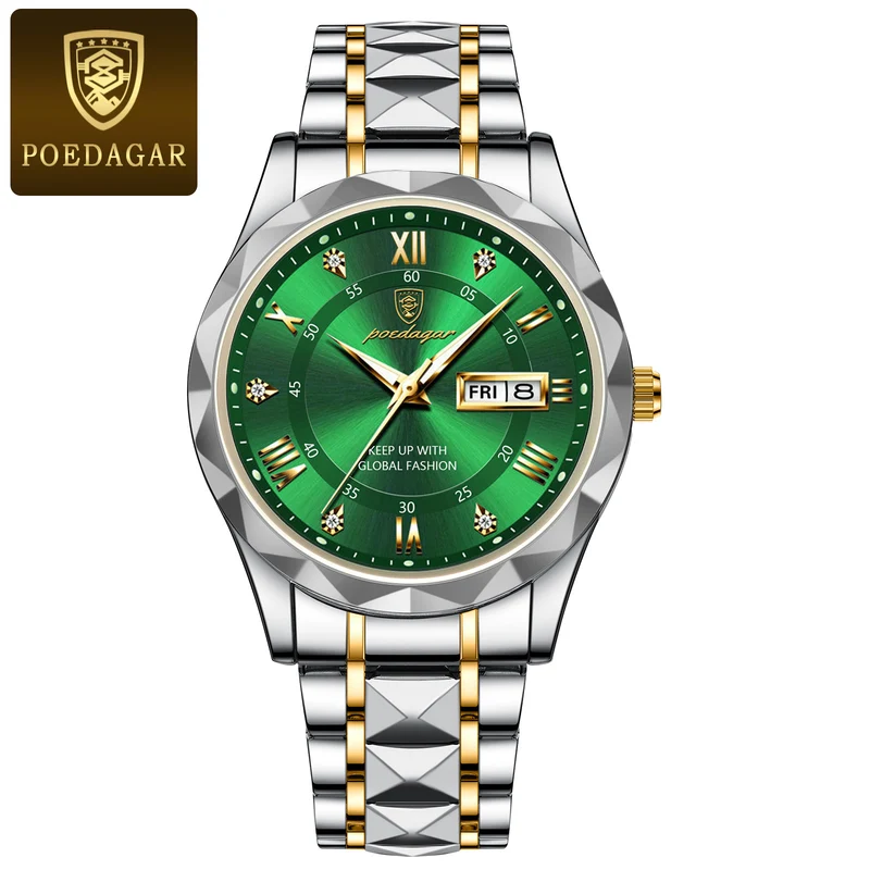 POEDAGAR Orologio Da Uomo Di Lusso Delle Migliori Marche Orologio Da Uomo Impermeabile Luminoso Con Data Diurna Orologio Da Uomo Al Quarzo In Acciaio Inossidabile