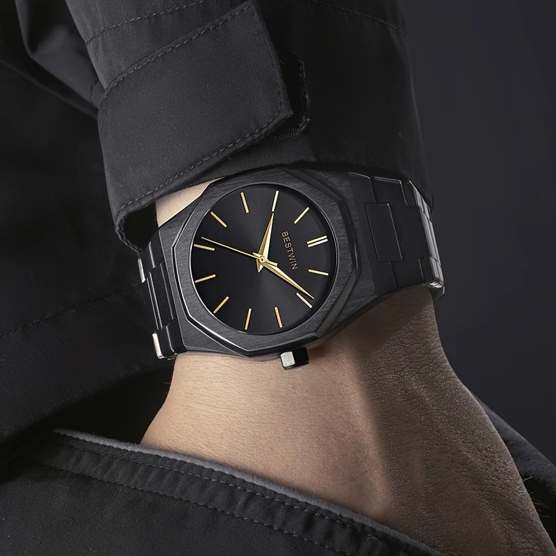 Orologio Da Uomo Alla Moda Con Cinturino In Acciaio Legato, Quadrante A Linea Semplice, Orologio Da Polso Per Uomo D'affari E Feste Con Movimento Al Quarzo