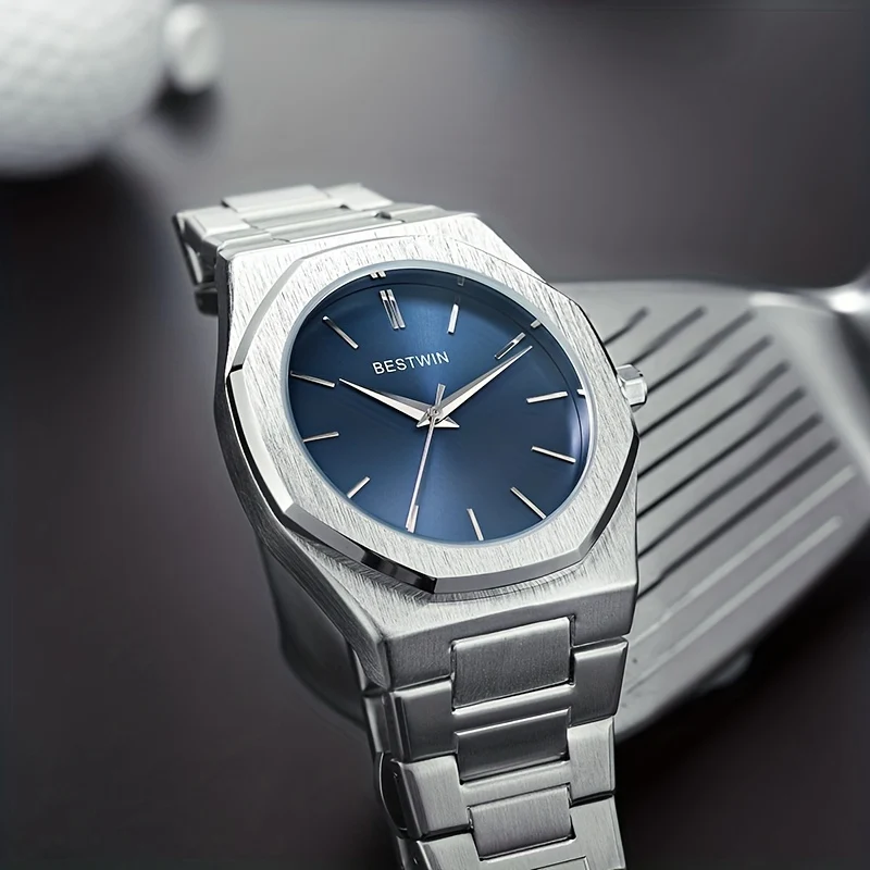 Orologio Da Uomo Alla Moda Con Cinturino In Acciaio Legato, Quadrante A Linea Semplice, Orologio Da Polso Per Uomo D'affari E Feste Con Movimento Al Quarzo