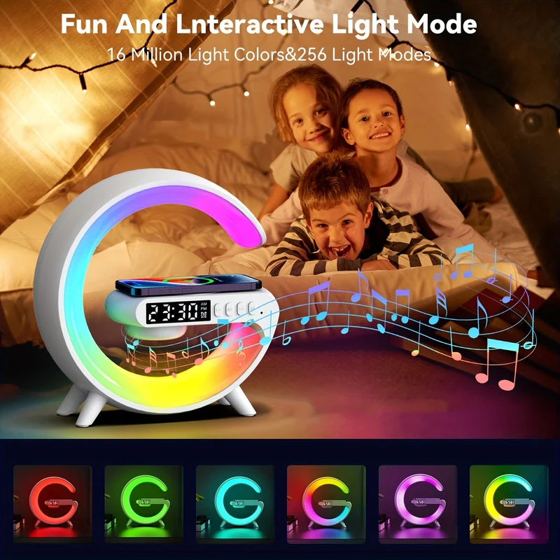 Altoparlanti BT Wireless Intelligenti 4 In1 Da 1 Pz Con Ricarica Rapida Wireless, Luce RGB, Sveglia All'alba E Luce Di Sveglia - Perfetti Per Le Camere Da Letto!