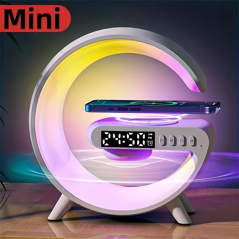 Altoparlanti BT Wireless Intelligenti 4 In1 Da 1 Pz Con Ricarica Rapida Wireless, Luce RGB, Sveglia All'alba E Luce Di Sveglia - Perfetti Per Le Camere Da Letto!