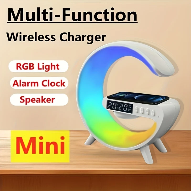 Altoparlanti BT Wireless Intelligenti 4 In1 Da 1 Pz Con Ricarica Rapida Wireless, Luce RGB, Sveglia All'alba E Luce Di Sveglia - Perfetti Per Le Camere Da Letto!