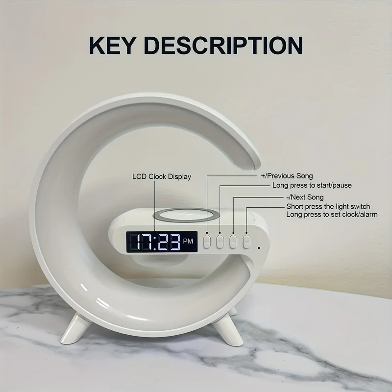 Altoparlanti BT Wireless Intelligenti 4 In1 Da 1 Pz Con Ricarica Rapida Wireless, Luce RGB, Sveglia All'alba E Luce Di Sveglia - Perfetti Per Le Camere Da Letto!