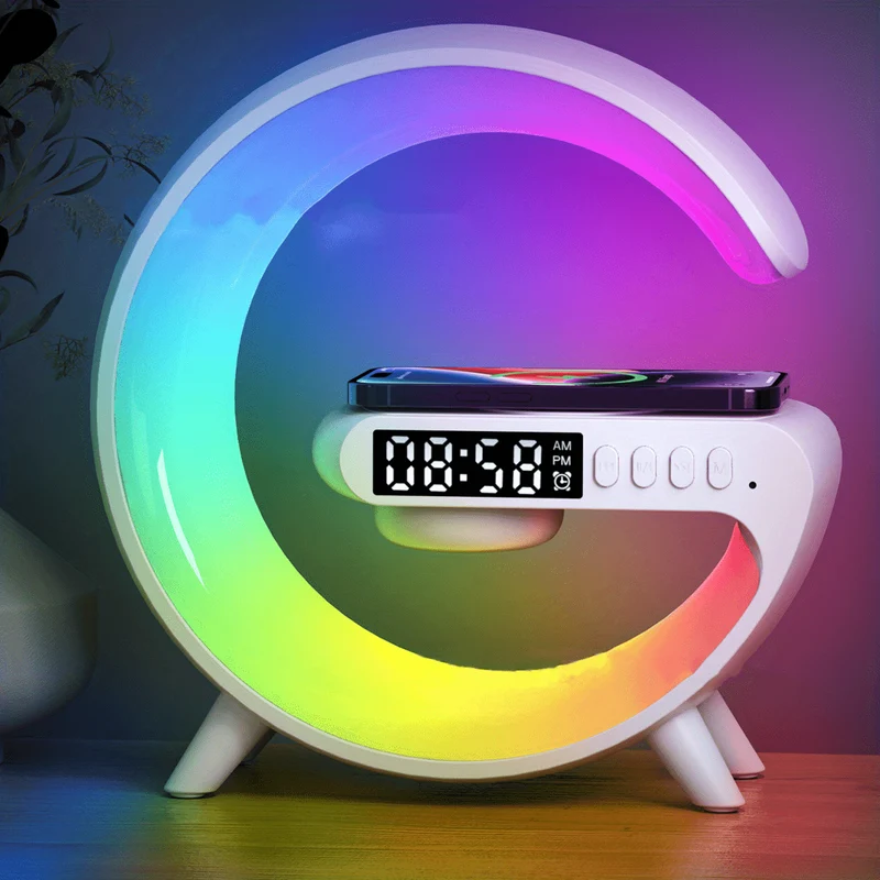 Altoparlanti BT Wireless Intelligenti 4 In1 Da 1 Pz Con Ricarica Rapida Wireless, Luce RGB, Sveglia All'alba E Luce Di Sveglia - Perfetti Per Le Camere Da Letto!