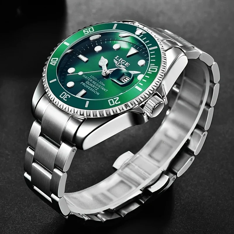LIGE Luxury Fashion Diver Watch Men 30ATM Waterproof Date Clock Orologi Sportivi Orologio Da Polso Al Quarzo Da Uomo