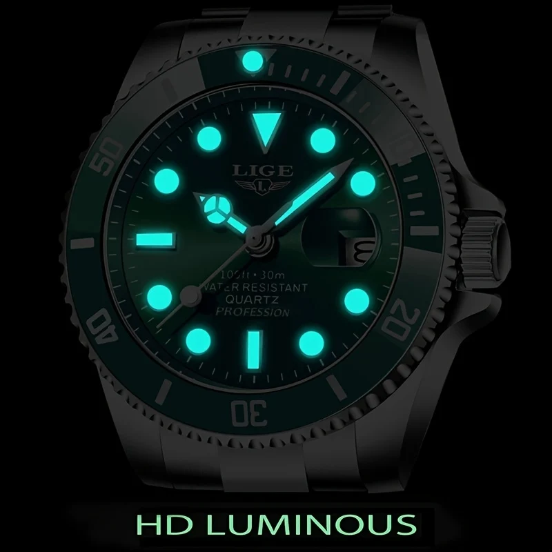 LIGE Luxury Fashion Diver Watch Men 30ATM Waterproof Date Clock Orologi Sportivi Orologio Da Polso Al Quarzo Da Uomo