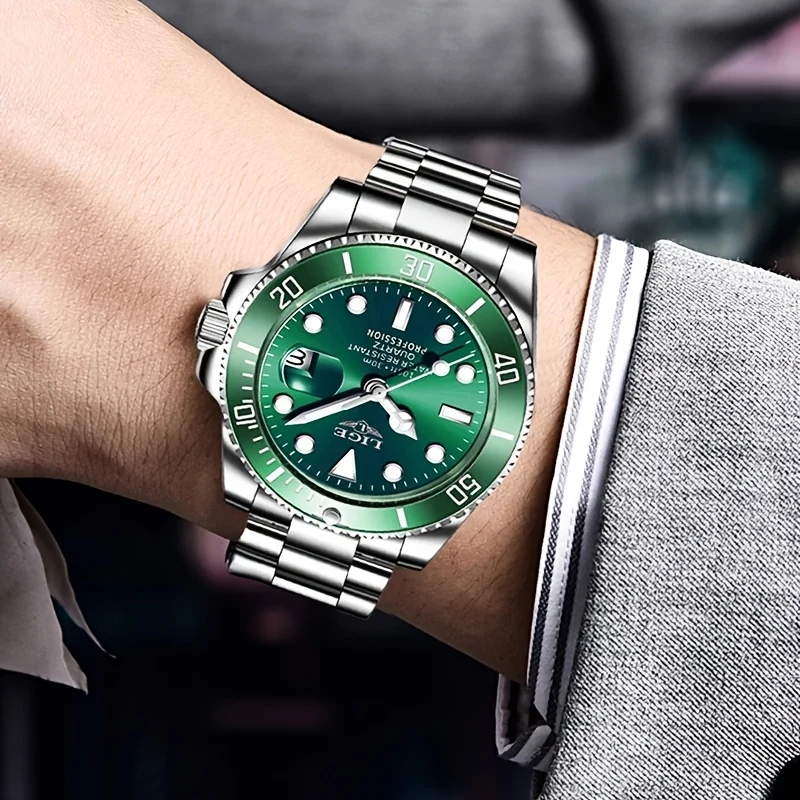 LIGE Luxury Fashion Diver Watch Men 30ATM Waterproof Date Clock Orologi Sportivi Orologio Da Polso Al Quarzo Da Uomo