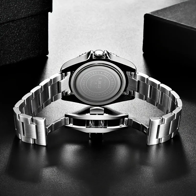 LIGE Luxury Fashion Diver Watch Men 30ATM Waterproof Date Clock Orologi Sportivi Orologio Da Polso Al Quarzo Da Uomo