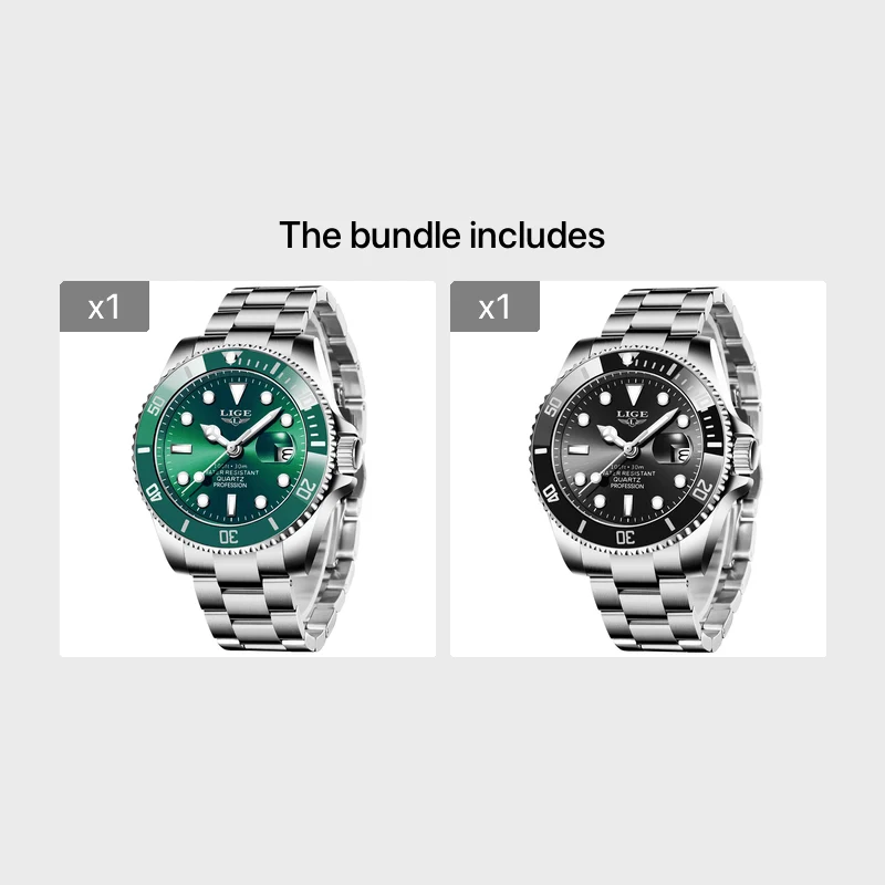 LIGE Luxury Fashion Diver Watch Men 30ATM Waterproof Date Clock Orologi Sportivi Orologio Da Polso Al Quarzo Da Uomo