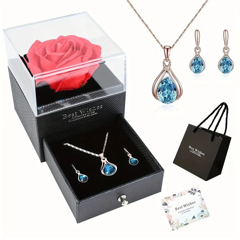 Rosa Rossa Vera Conservata Con Collana A Cuore Ti Amo - Fiori Eterni Rose Regali Per Mamma Nonna Moglie Fidanzata Compleanno Anniversario Regali Romantici Dal Fidanzato