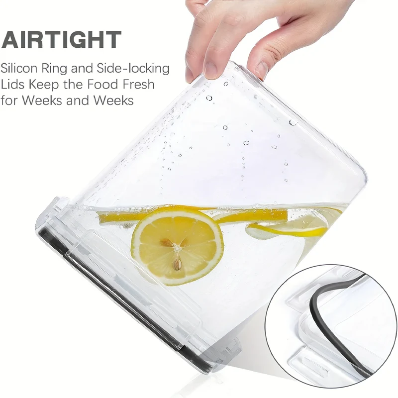 4/8/10 Pezzi Set Di Contenitori Per Alimenti Ermetici Con Coperchi, Contenitori Per La Dispensa E La Cucina In Plastica Privi Di BPA Per Cereali, Farina, Zucchero, Con Etichette