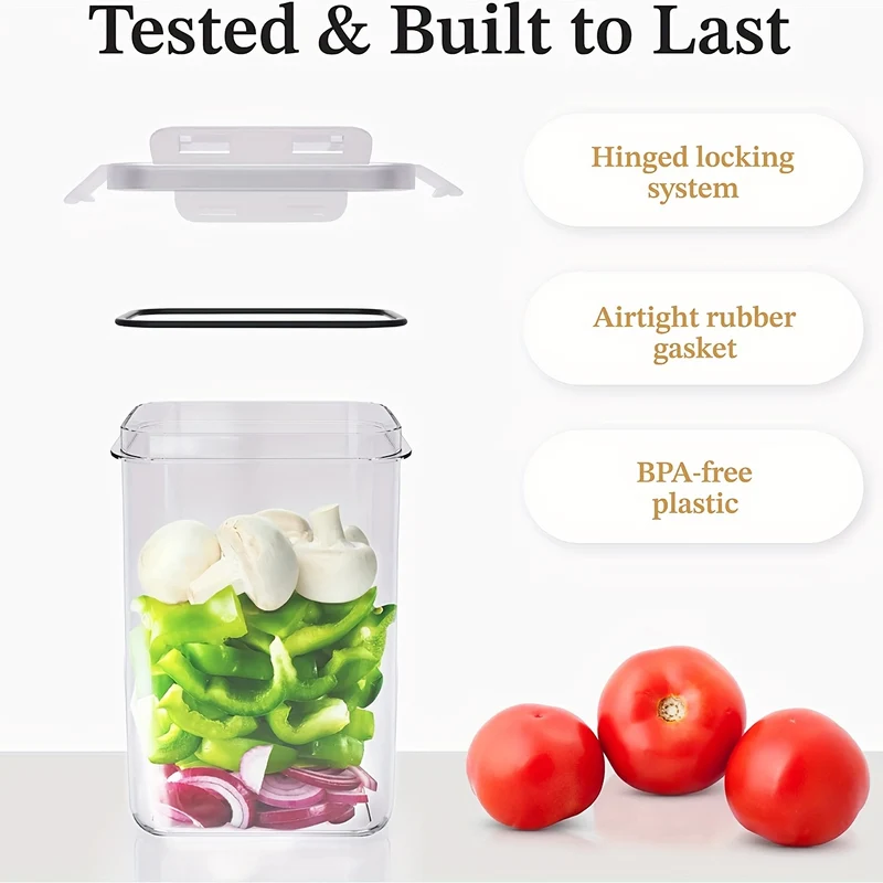 4/8/10 Pezzi Set Di Contenitori Per Alimenti Ermetici Con Coperchi, Contenitori Per La Dispensa E La Cucina In Plastica Privi Di BPA Per Cereali, Farina, Zucchero, Con Etichette