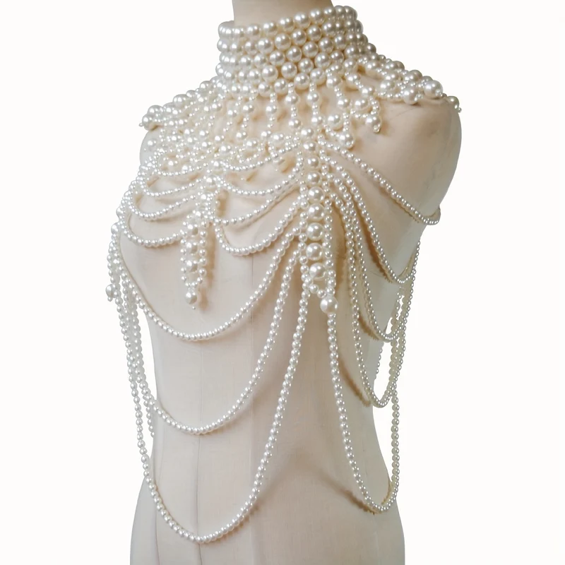 Esagerato Handmade Faux Pearls Lunga Collana Body Chain Accessori Per Abiti Da Banchetto